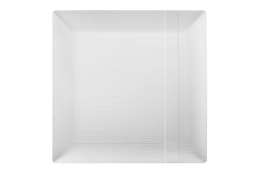 10.25 In. Zen Ridged White Square Plastic Plates | 120 Count