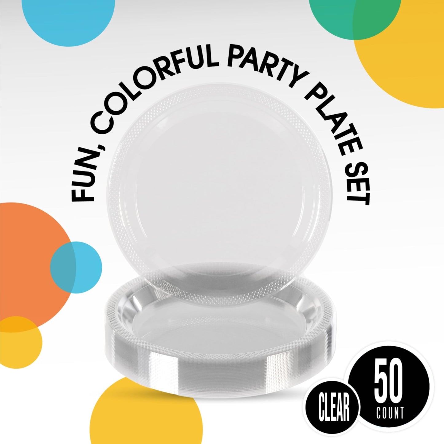 10 In. Clear Plastic Plates - 50 Ct.