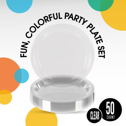 10 In. Clear Plastic Plates - 50 Ct.