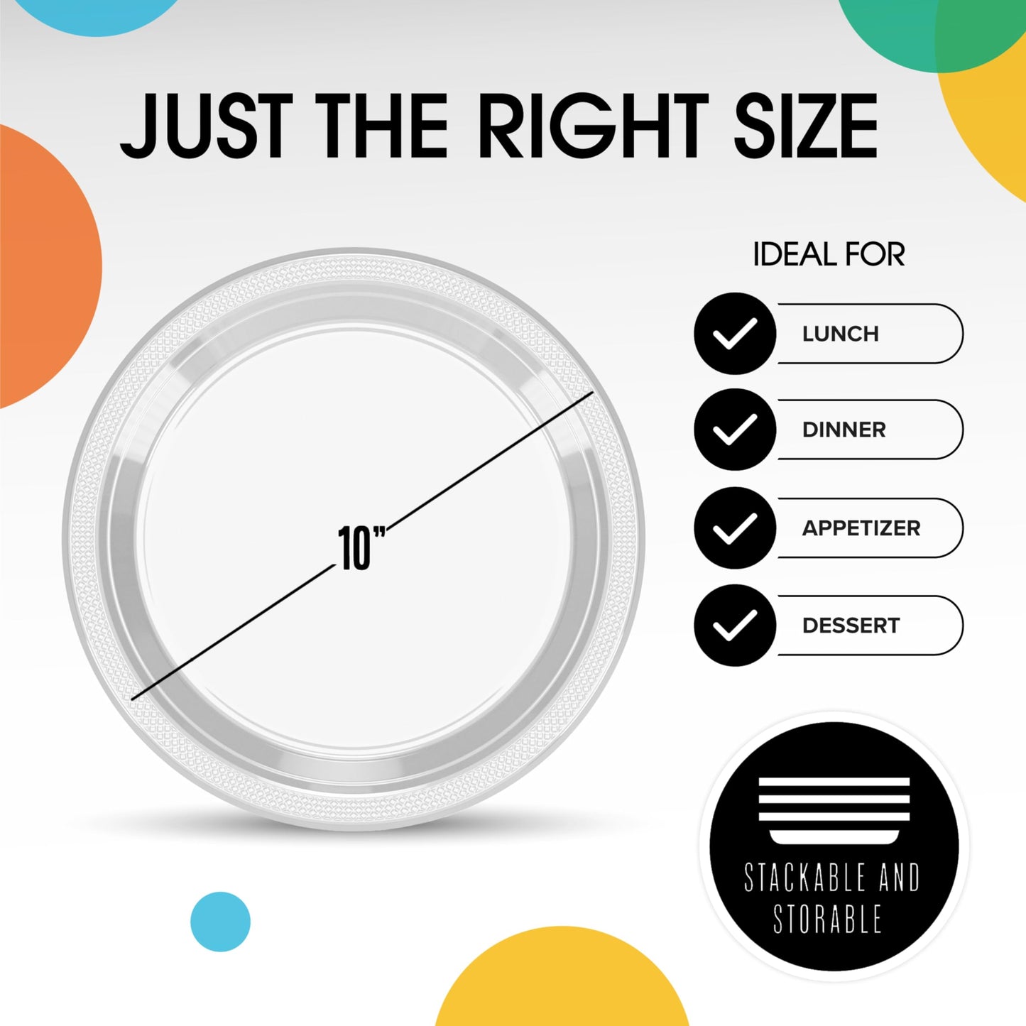 10 In. Clear Plastic Plates - 50 Ct.