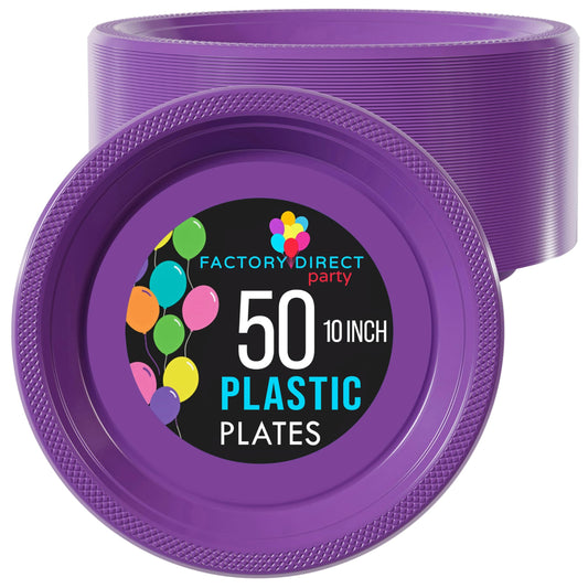 10 In. Purple Plastic Plates | Case of 600