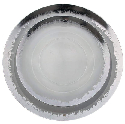 8 In. Silver Scratched Design Plastic Plates | 120 Count