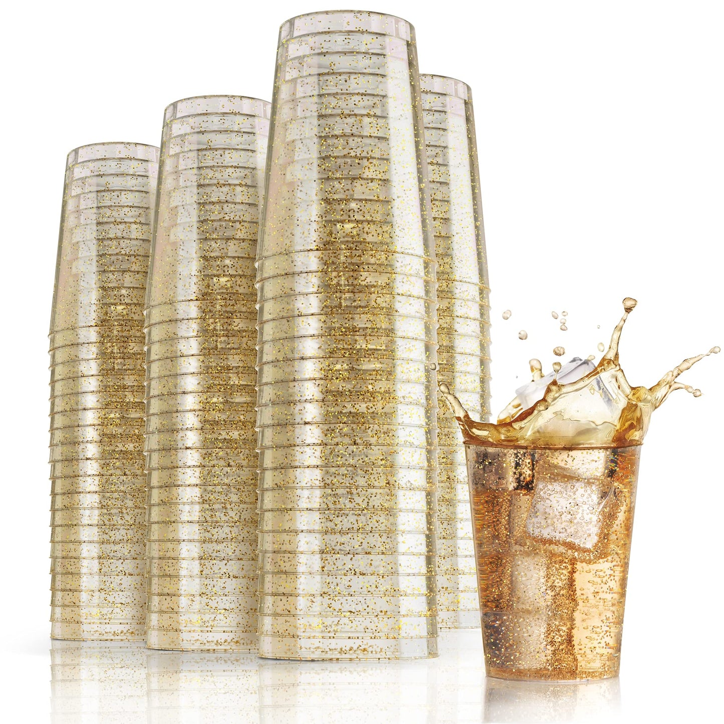 10 Oz. Gold Sparkle Plastic Tumblers | 480 Count