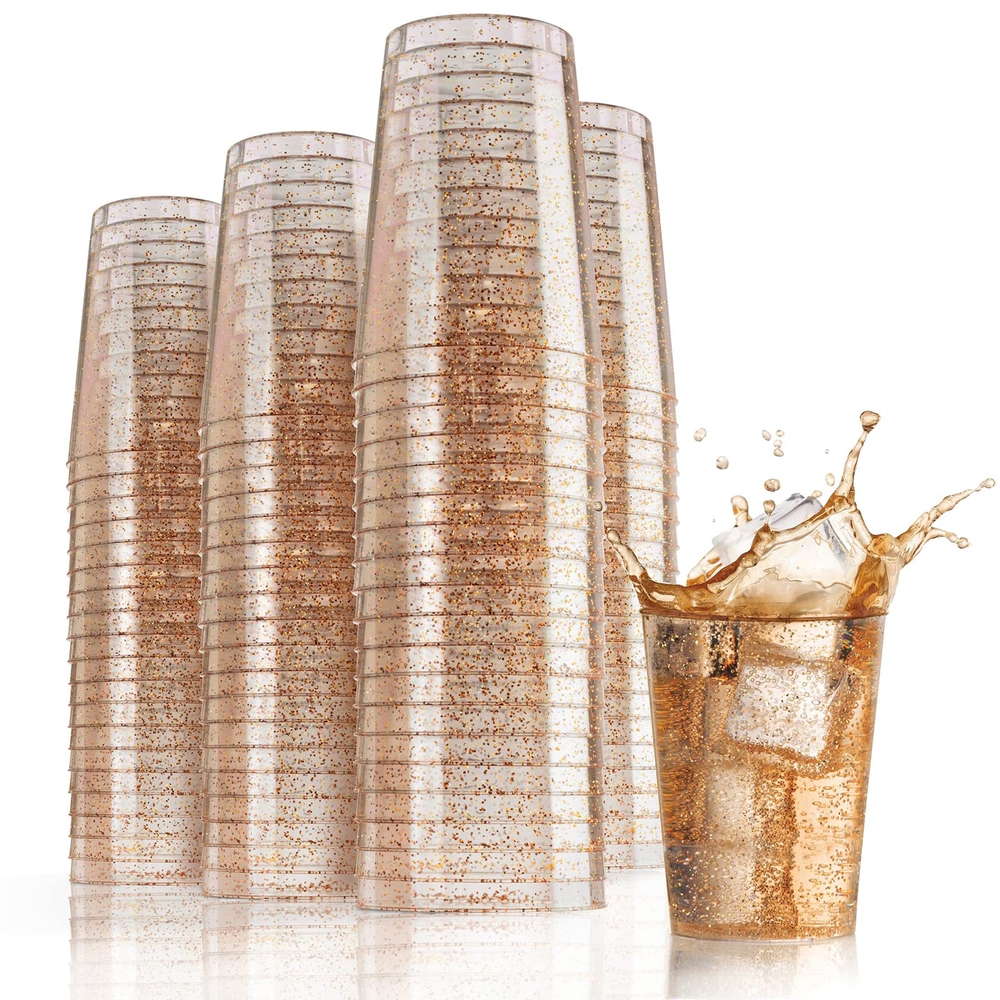 10 Oz. Rose Gold Sparkle Plastic Tumblers | 480 Count