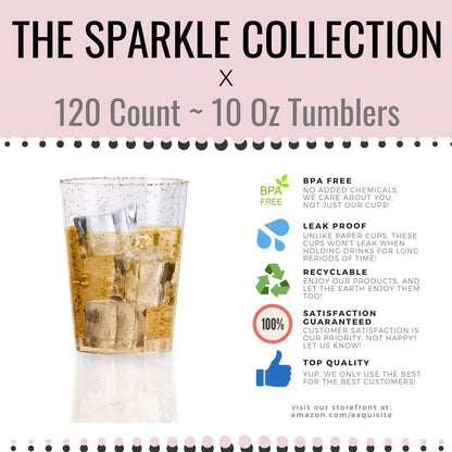 10 Oz. Rose Gold Sparkle Plastic Tumblers | 480 Count