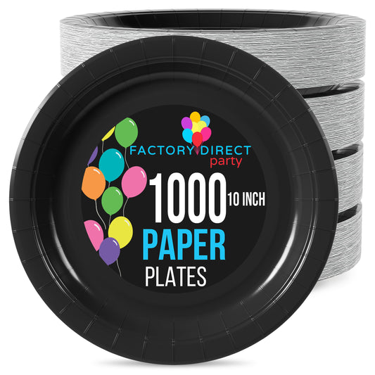 10 In. Black Paper Plates | Case of 1000