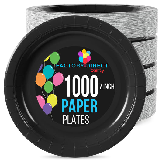 7 In. Black Paper Plates | Case of 1000