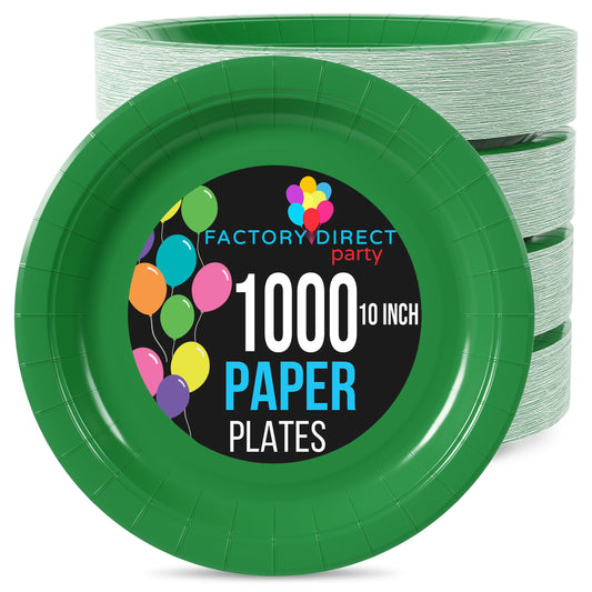 10 In. Emerald Green Paper Plates | Case of 1000