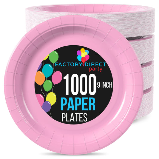 9 In. Pink Paper Plates | Case of 1000