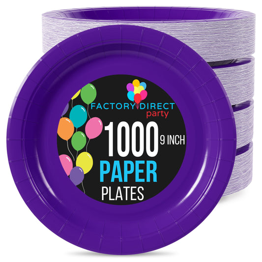 9 In. Purple Paper Plates | Case of 1000