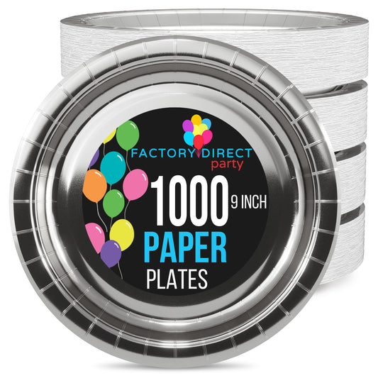 9 In. Reflective Silver Paper Plates | Case of 1000