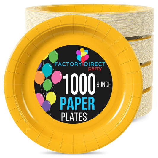 9 In. Yellow Paper Plates | Case of 1000