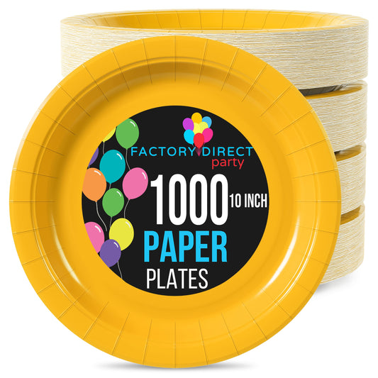 10 In. Yellow Paper Plates | Case of 1000