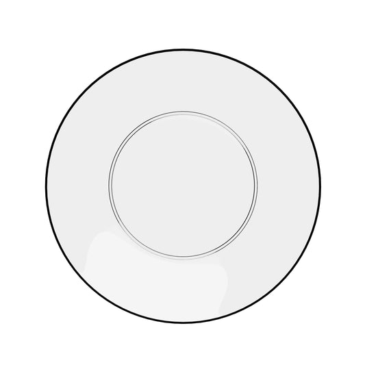 10 In. Classic Clear & Black Rim Design Plastic Plates | 120 Count