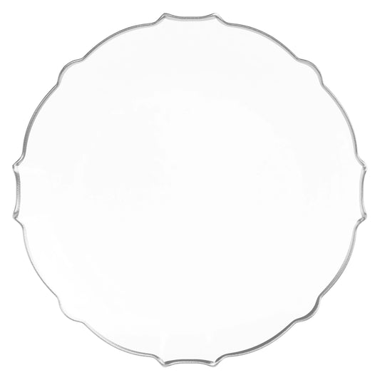 10 In. Clear/Silver Petal Plates | 120 Count