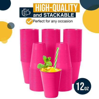 12 Oz. Cerise Plastic Cups | Case of 600