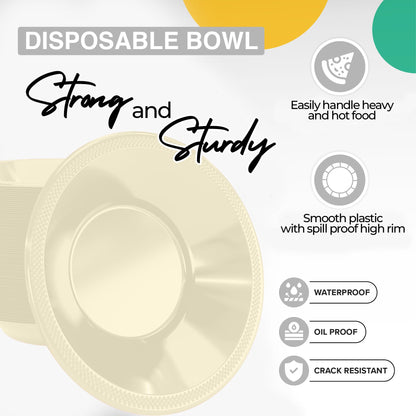 12 oz Ivory Plastic Bowls (50)