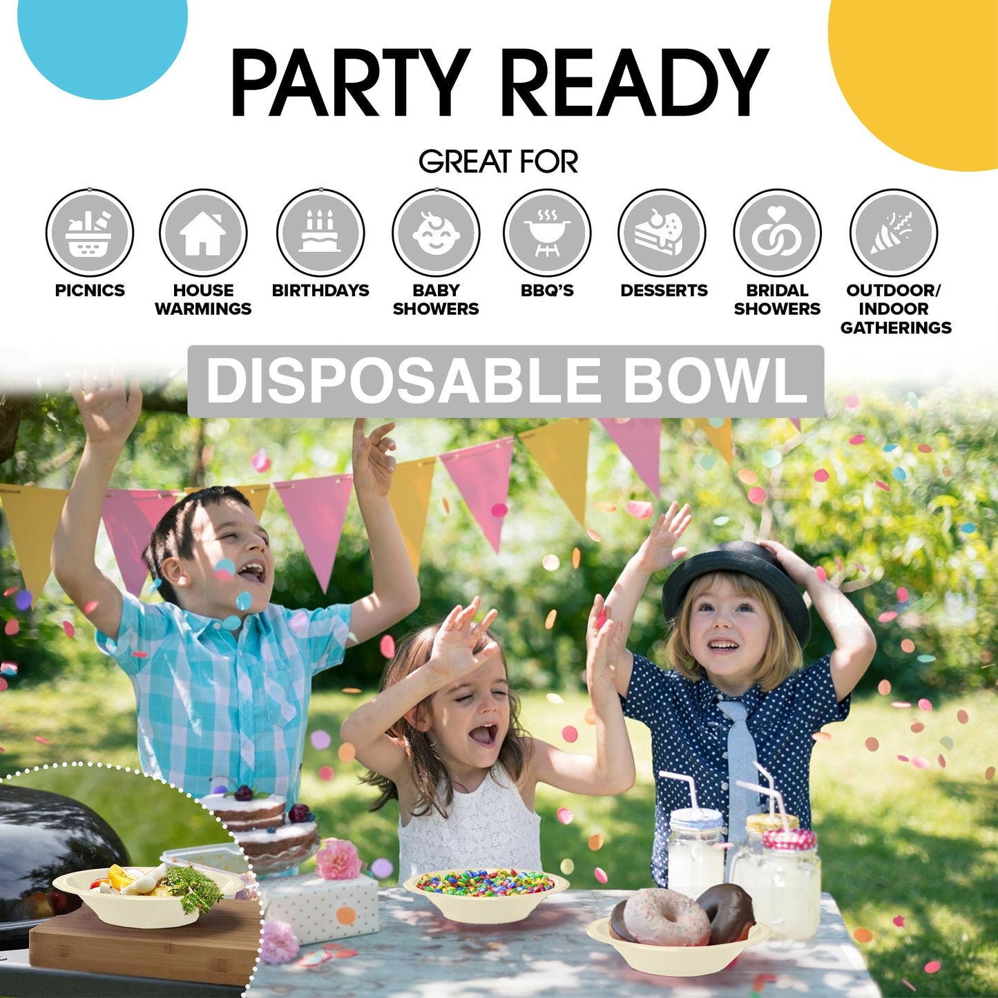 12 oz Ivory Plastic Bowls (50)