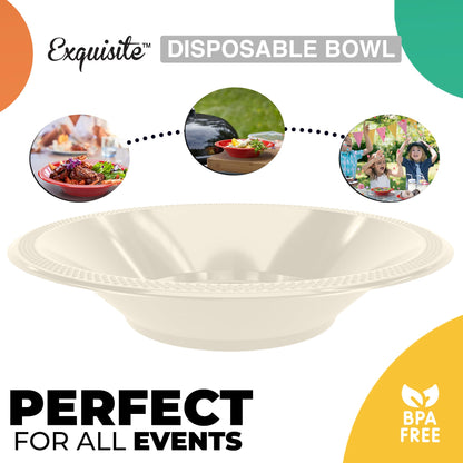 12 oz Ivory Plastic Bowls (50)