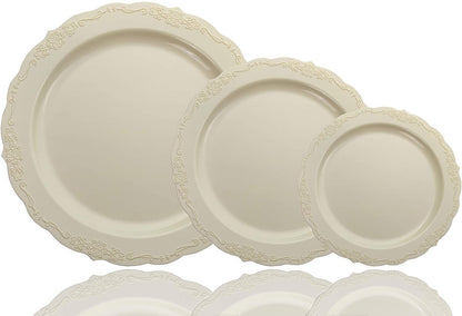 12 Oz. Ivory Victorian Design Plastic Bowls | 120 Count