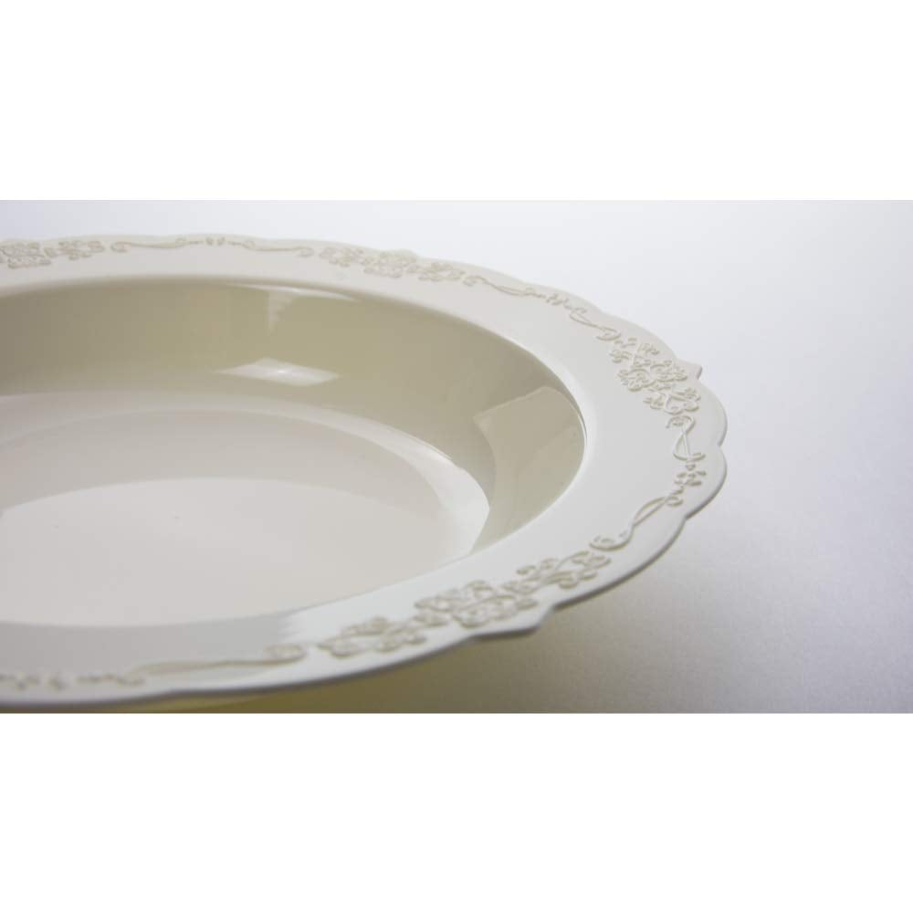 12 Oz. Ivory Victorian Design Plastic Bowls | 120 Count