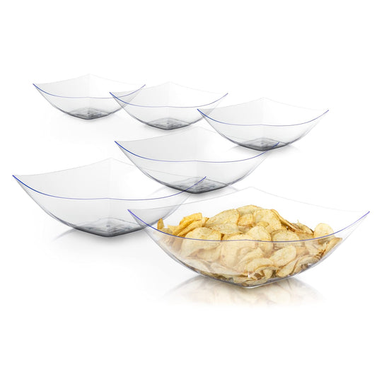 128 Oz. | Clear Square Plastic Serving Bowl | 24 Count