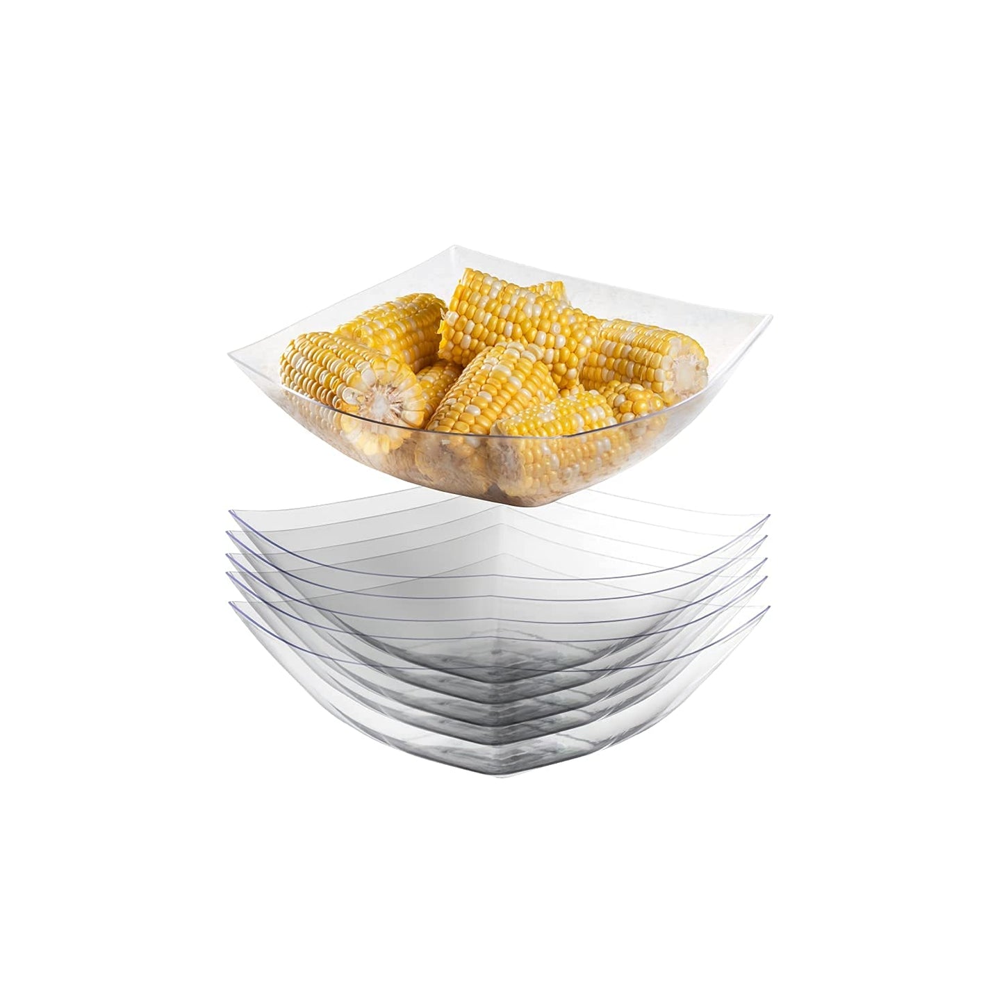 128 Oz. | Clear Square Plastic Serving Bowl | 24 Count