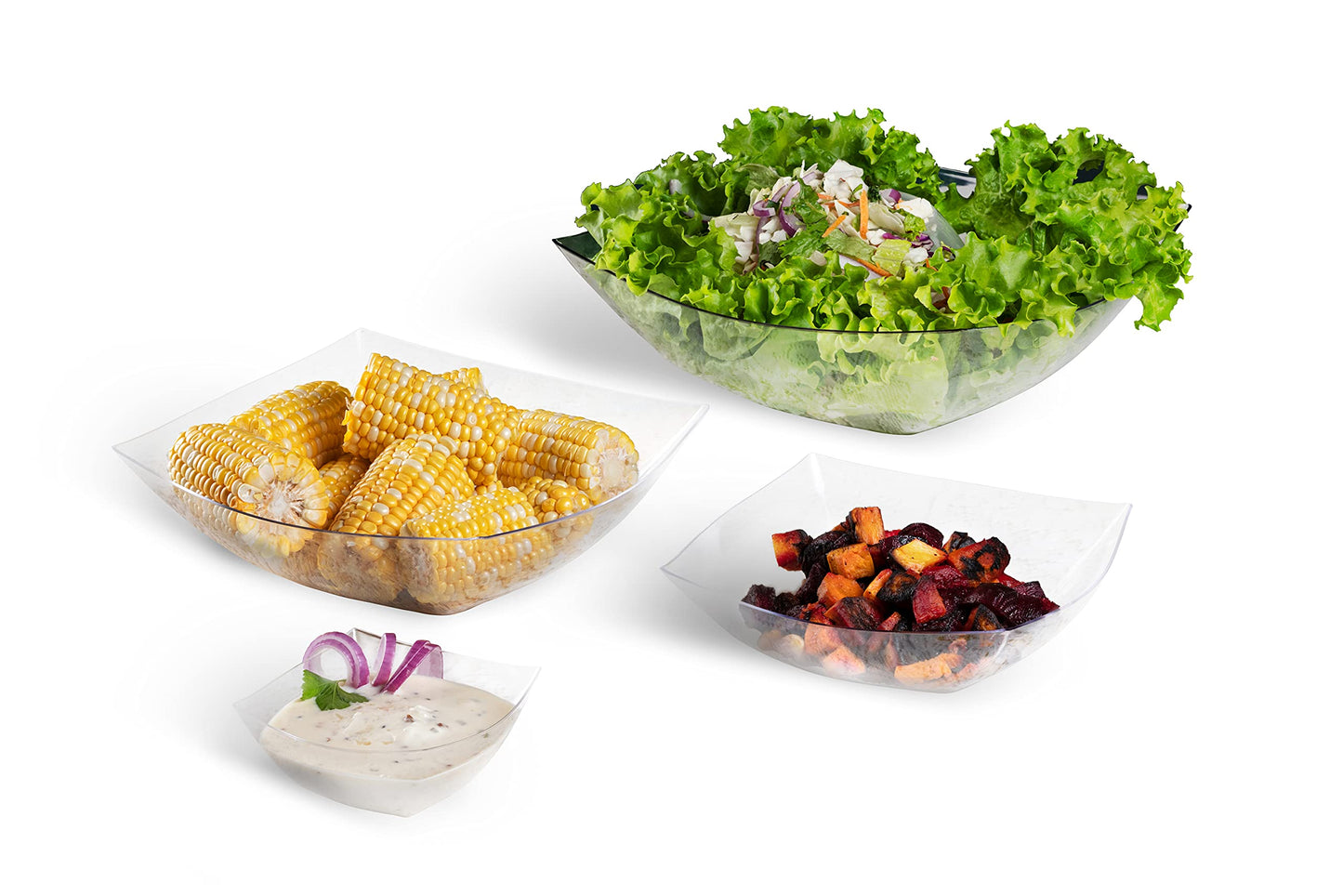 128 Oz. | Clear Square Plastic Serving Bowl | 24 Count