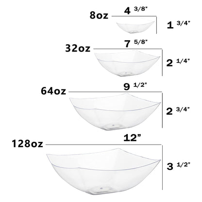 128 Oz. | Clear Square Plastic Serving Bowl | 24 Count