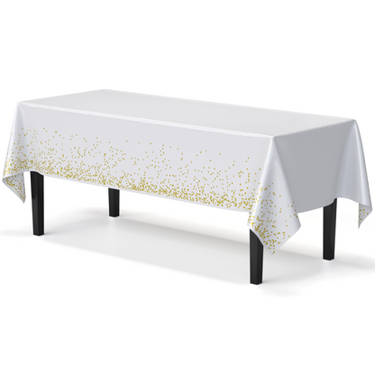 Celebrate Printed Table Cover White/Gold | Case of 48