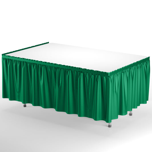 Emerald Green Plastic Table Skirt | Case of 48