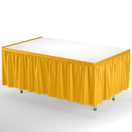 Yellow Plastic Table Skirt | Case of 48