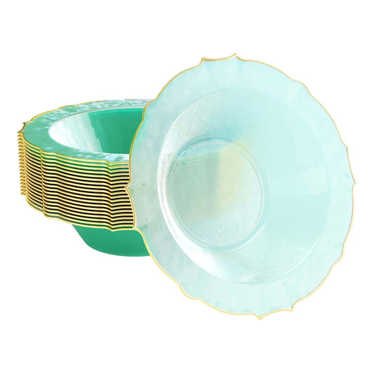 12 Oz. Mint/Gold Petal Bowls 20 Ct.