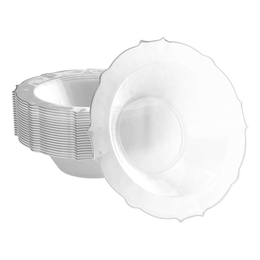 12 Oz. Clear/Silver Petal Bowls 20 Ct.