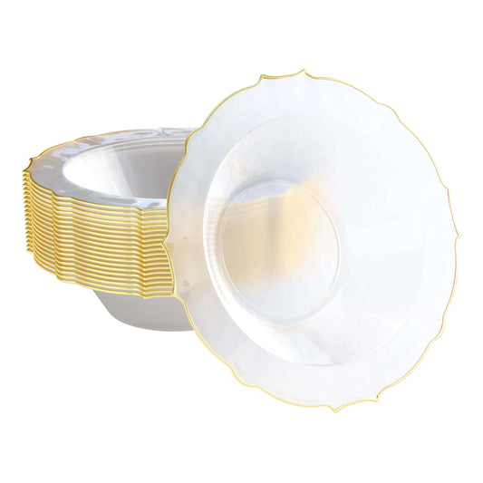 12 Oz. Clear/Gold Petal Bowls 20 Ct.