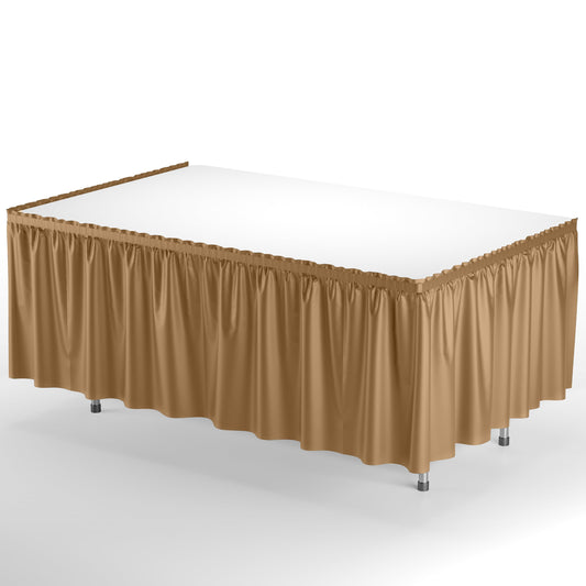 Gold Plastic Table Skirt | Case of 48