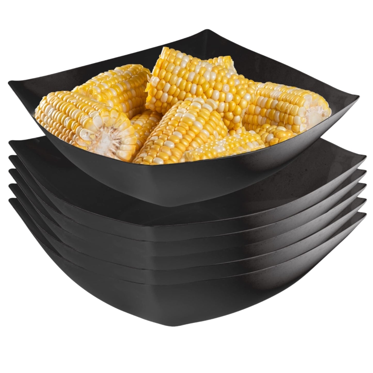 32 Oz. | Black Square Plastic Serving Bowl | 48 Count