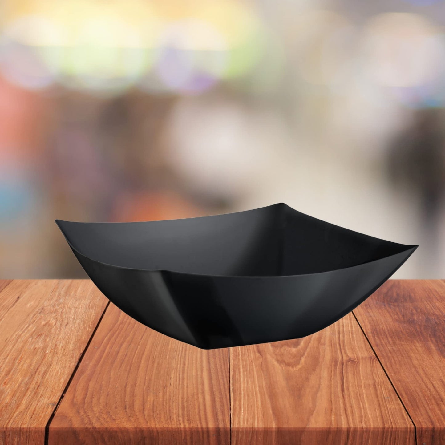 32 Oz. | Black Square Plastic Serving Bowl | 48 Count