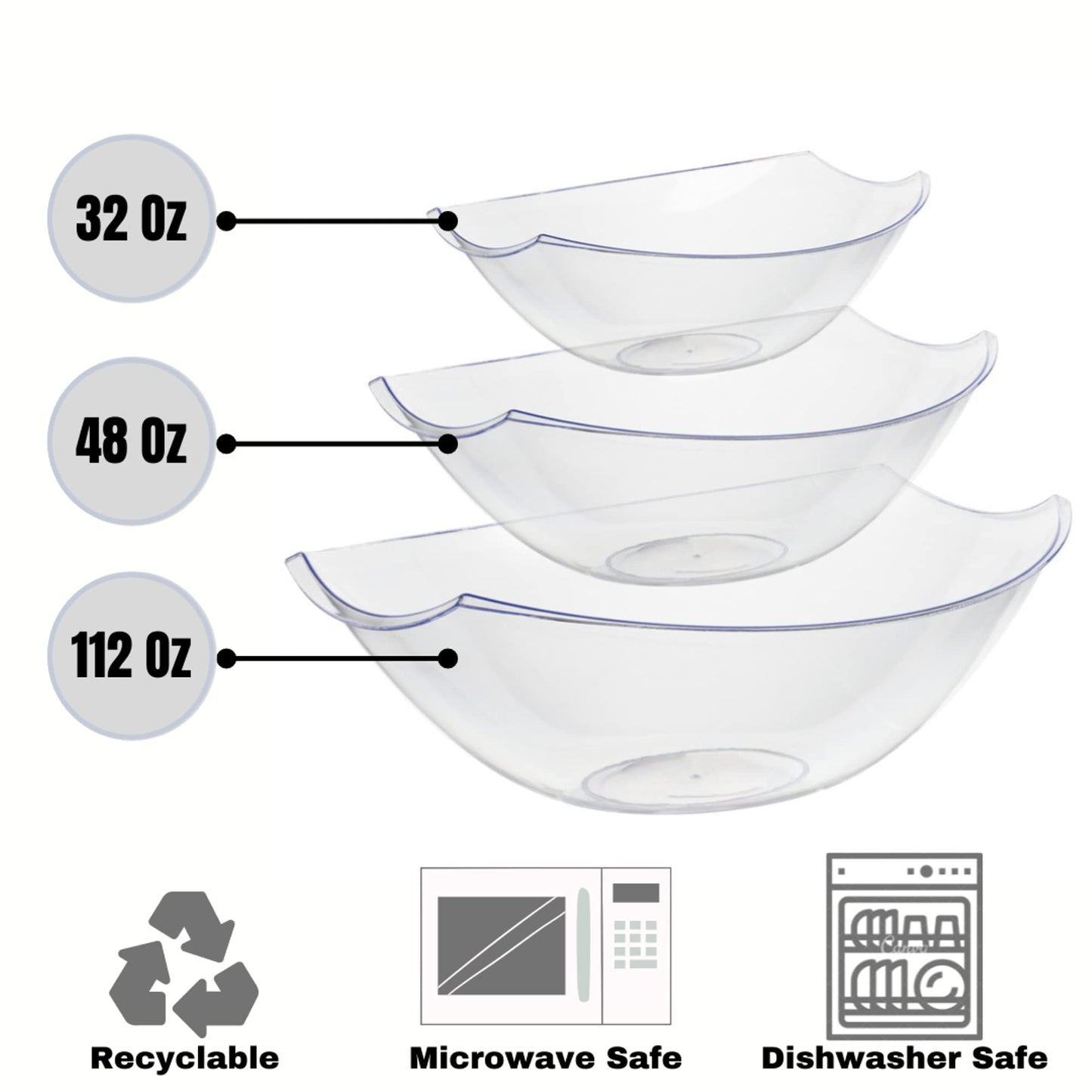 32 Oz. | Clear Plastic Stadium Bowl | 48 Count