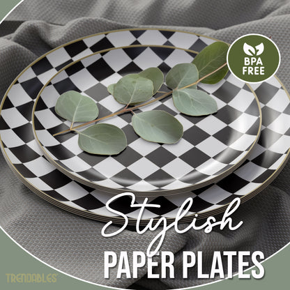 Earthtrends Checkered Design Plates Combo Set 20/20.