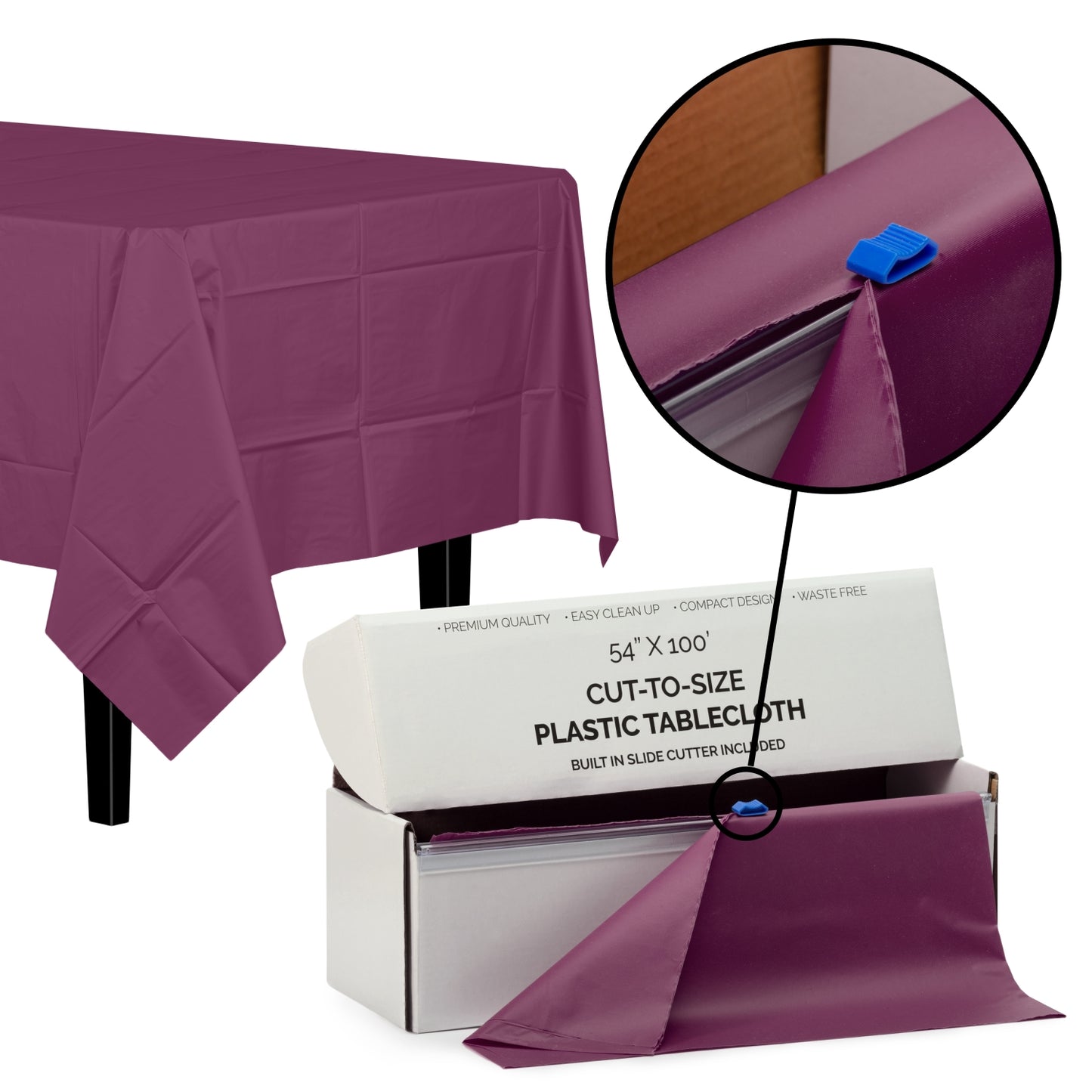 54" X 100' Select A Size Table Cover - Plum