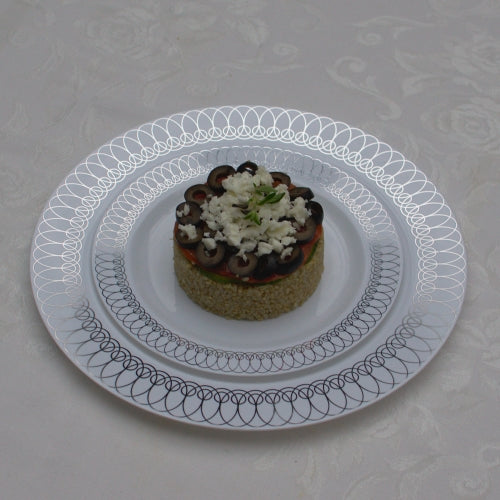 7.5 In. Silver Ovals Design Plates - 10 Ct.