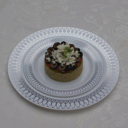 7.5 In. Silver Ovals Design Plates - 10 Ct.