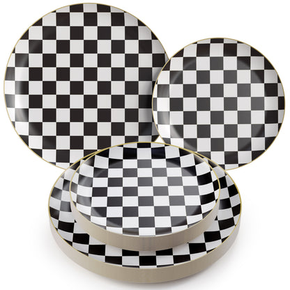 Earthtrends Checkered Design Plates Combo Set 20/20.