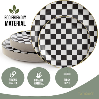 10 In. Earthtrends Checkered Design Plates | 20 Count