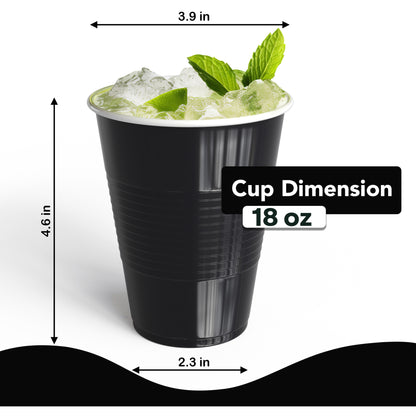 18 Oz. Black Plastic Cups - 50 Ct.