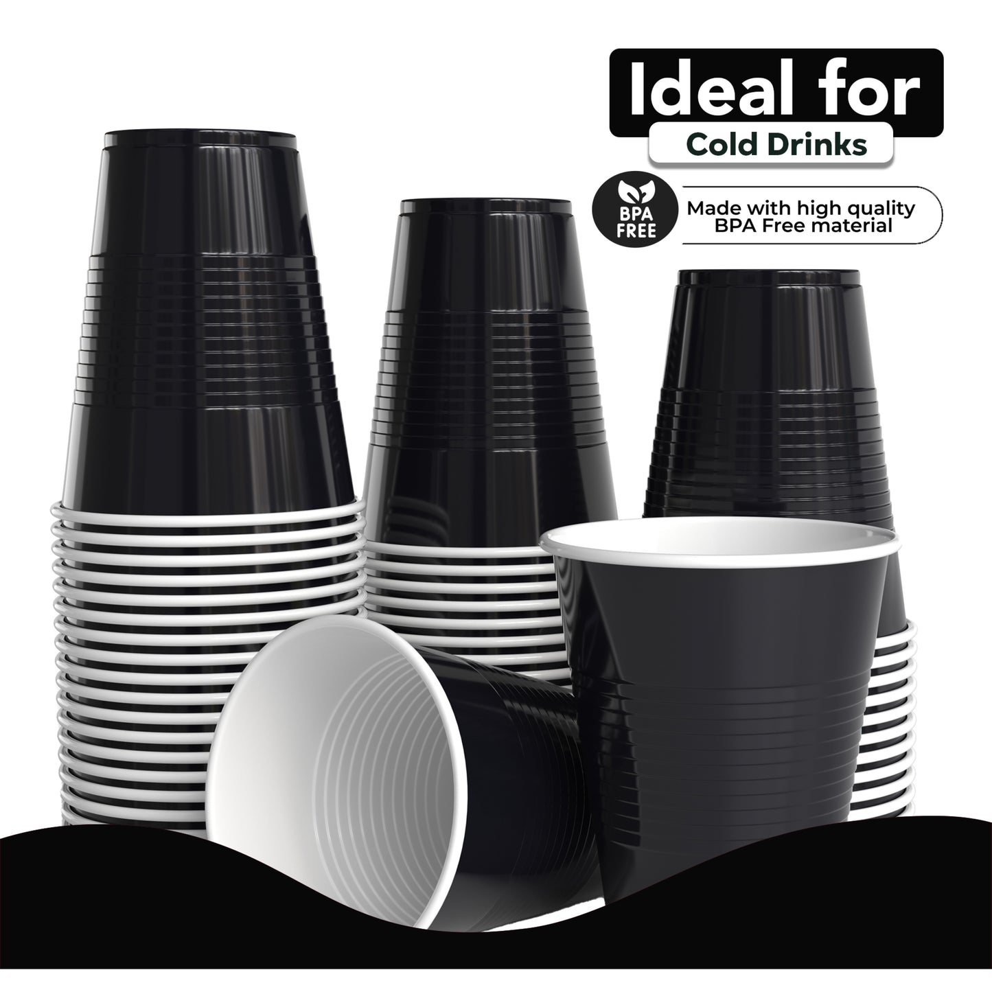 18 Oz. Black Plastic Cups - 50 Ct.