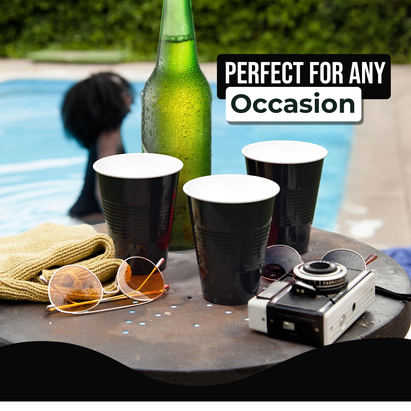 18 Oz. Black Plastic Cups - 50 Ct.