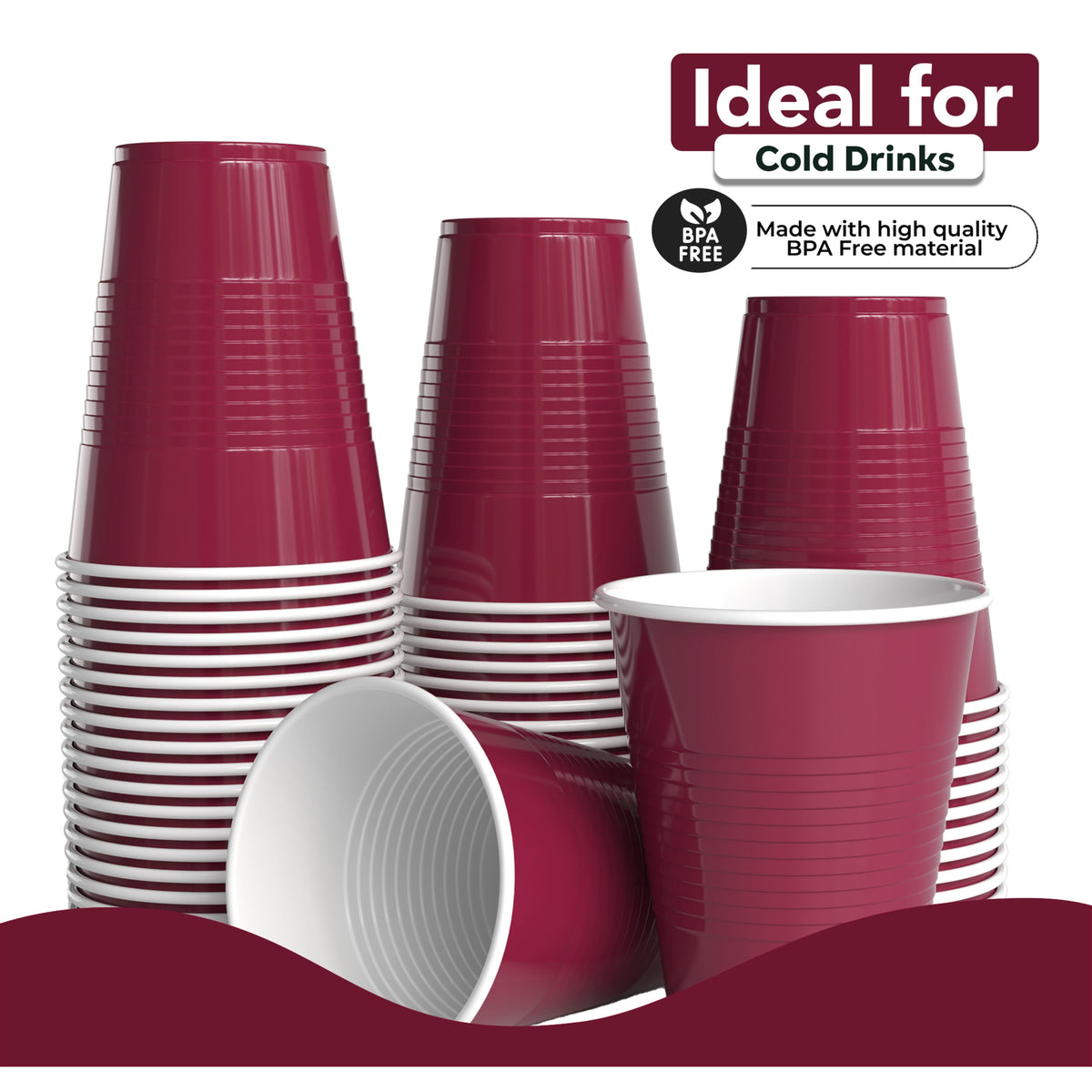 18 oz Burgundy Plastic Cups - 50 Ct.