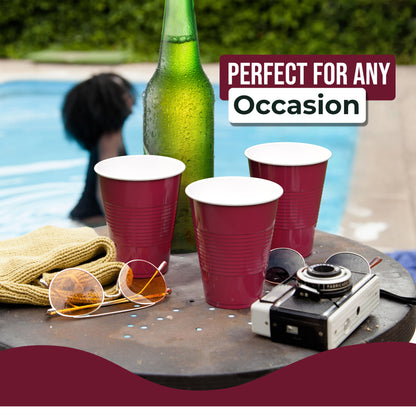 18 oz Burgundy Plastic Cups - 50 Ct.